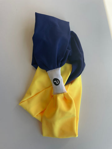 Pomchie Knotted Headband in Navy/Sunshine