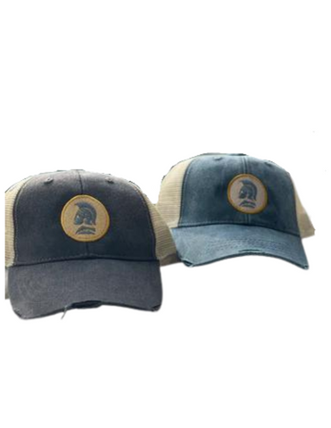 Distressed Style "Trucker" Cap with Spartan Head Logo