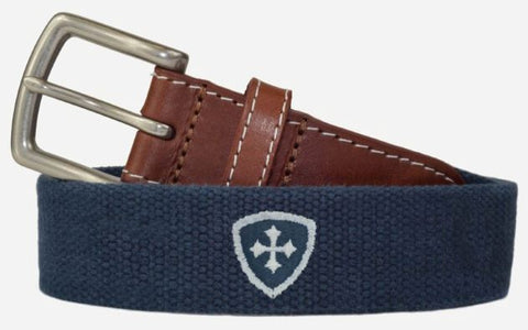 Custom Steward Belt with Leather Trim and Nickel Buckle
